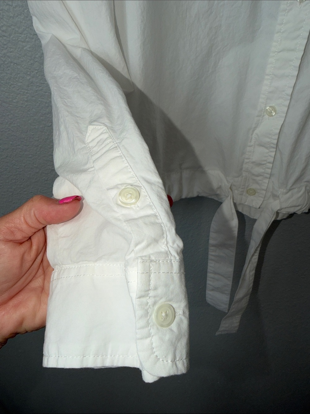 Universal Thread Cropped Tie-Front Button-Up Shirt - White - Picture 3 of 6